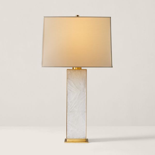 ELLIS TABLE LAMP IN POLISHED NICKEL AND QUARTZ