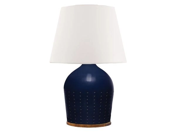 HALIFAX TABLE LAMP IN BLUE CELADON WITH WHITE PAPER SHADE
