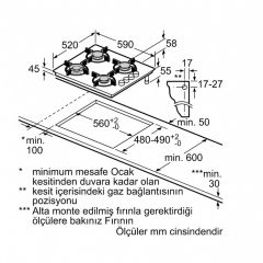 Bosch POP6C9O10O Doğalgazlı Gri Cam Ankastre Ocak