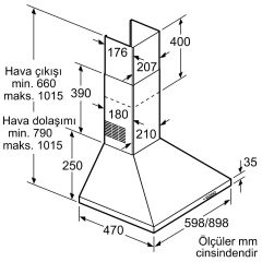 Bosch DWP64CC20T Beyaz Duvar Tipi Davlumbaz