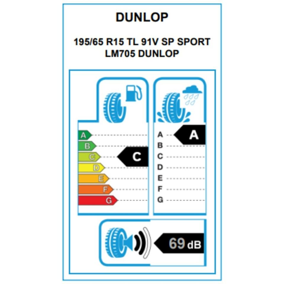 Dunlop 195/65 R15 91V Sp Sport Lm705 Yaz Lastiği 2022 Üretim