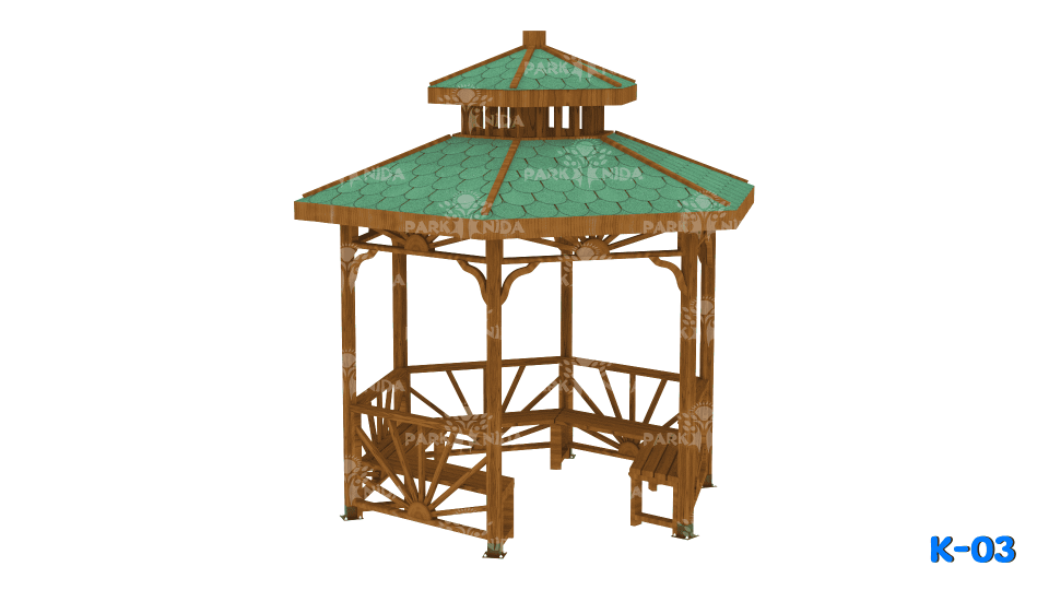 K-03 Altıgen Ahşap Kamelya 300x300 Cm