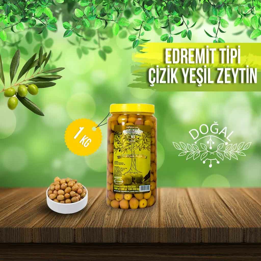 Edremit Tipi Yeşil Zeytin 1 KG (Large)