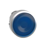 ZB4BW363 Head for illuminated push button, Harmony XB4, metal, blue flush, 22mm, universal LED, spring return, plan lens, unmarked