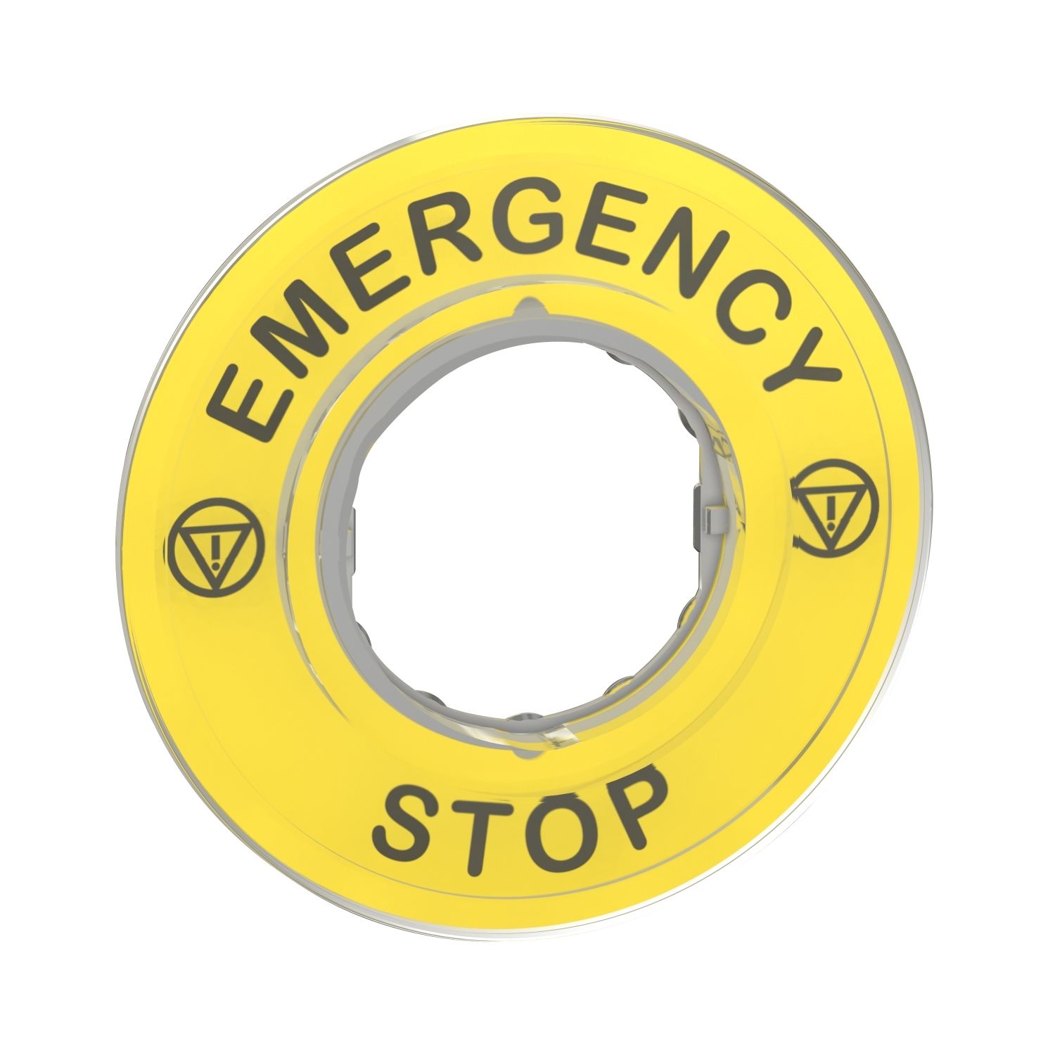 ZBY9320 marked legend Ø60 for emergency stop - EMERGENCY STOP/logo ISO13850