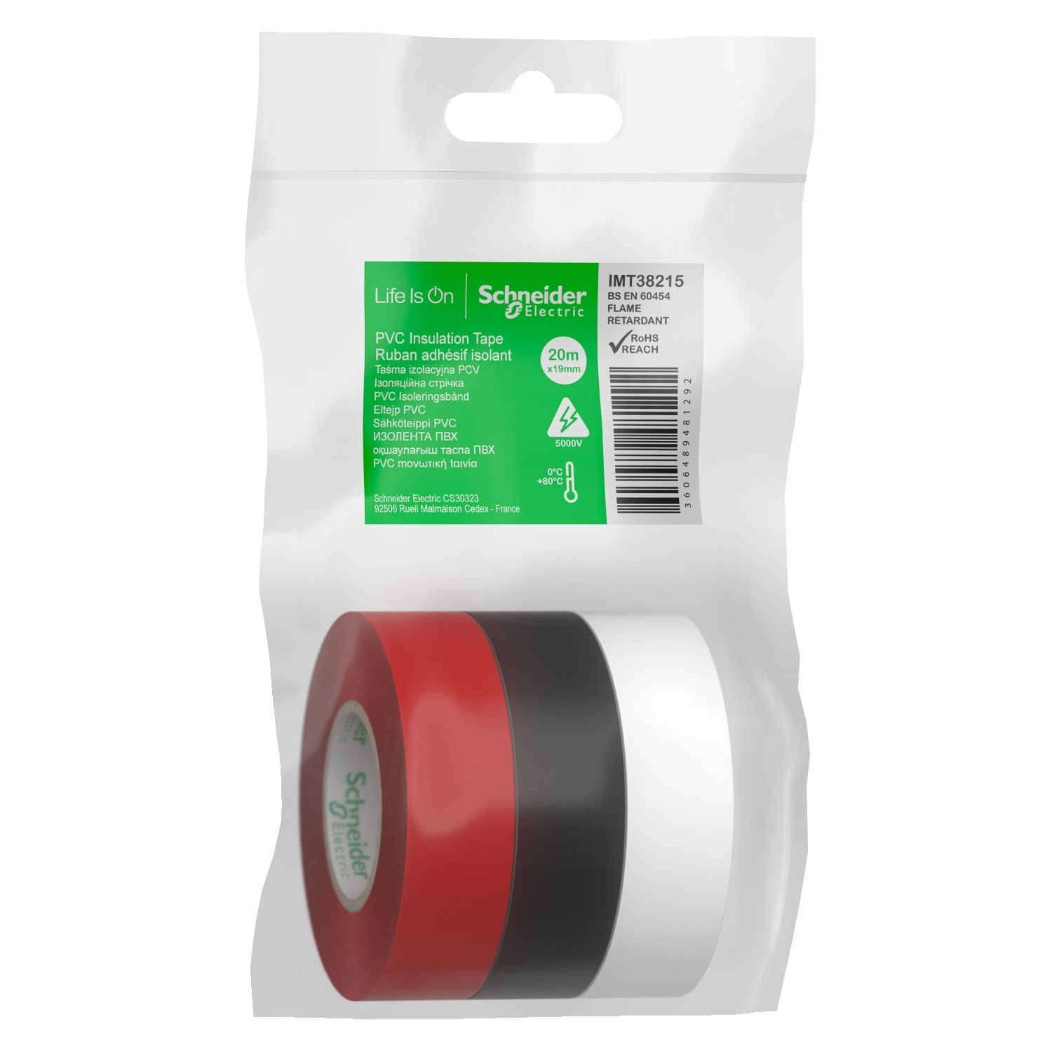 IMT38215 Insulation tape, Thorsman, 19mm X 20m, red-black-white