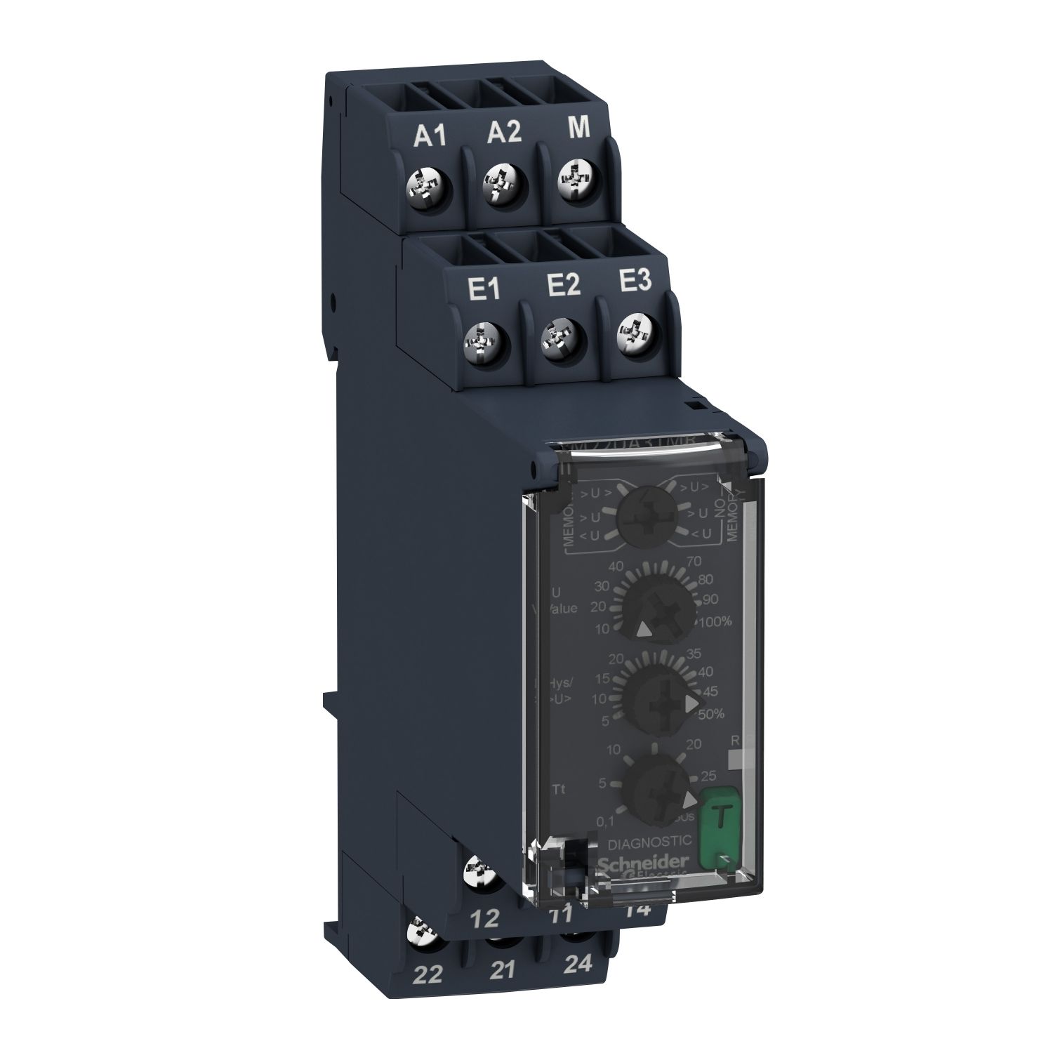 RM22UA32MR voltage control relay, Harmony Control Relays, 8A, 2CO, overvoltage or undervoltage detection, 1…100V AC DC, 24…240V AC DC
