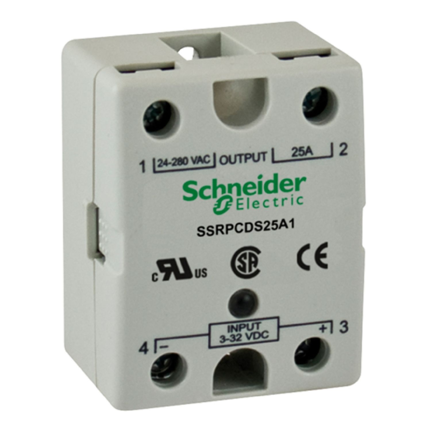 SSRPCDS25A1 solid state relay - panel mounting - input 3-32 V DC, output 24-280 V AC, 25A