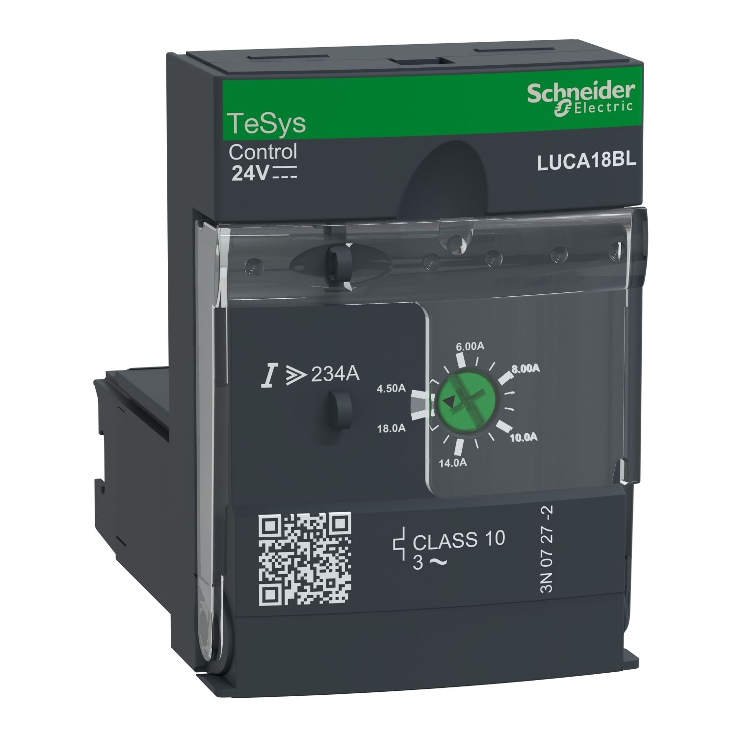 LUCA18BL Standard control unit, TeSys U, 4.5-18A, 3P motors, thermal magnetic protection, class 10, coil 24V DC