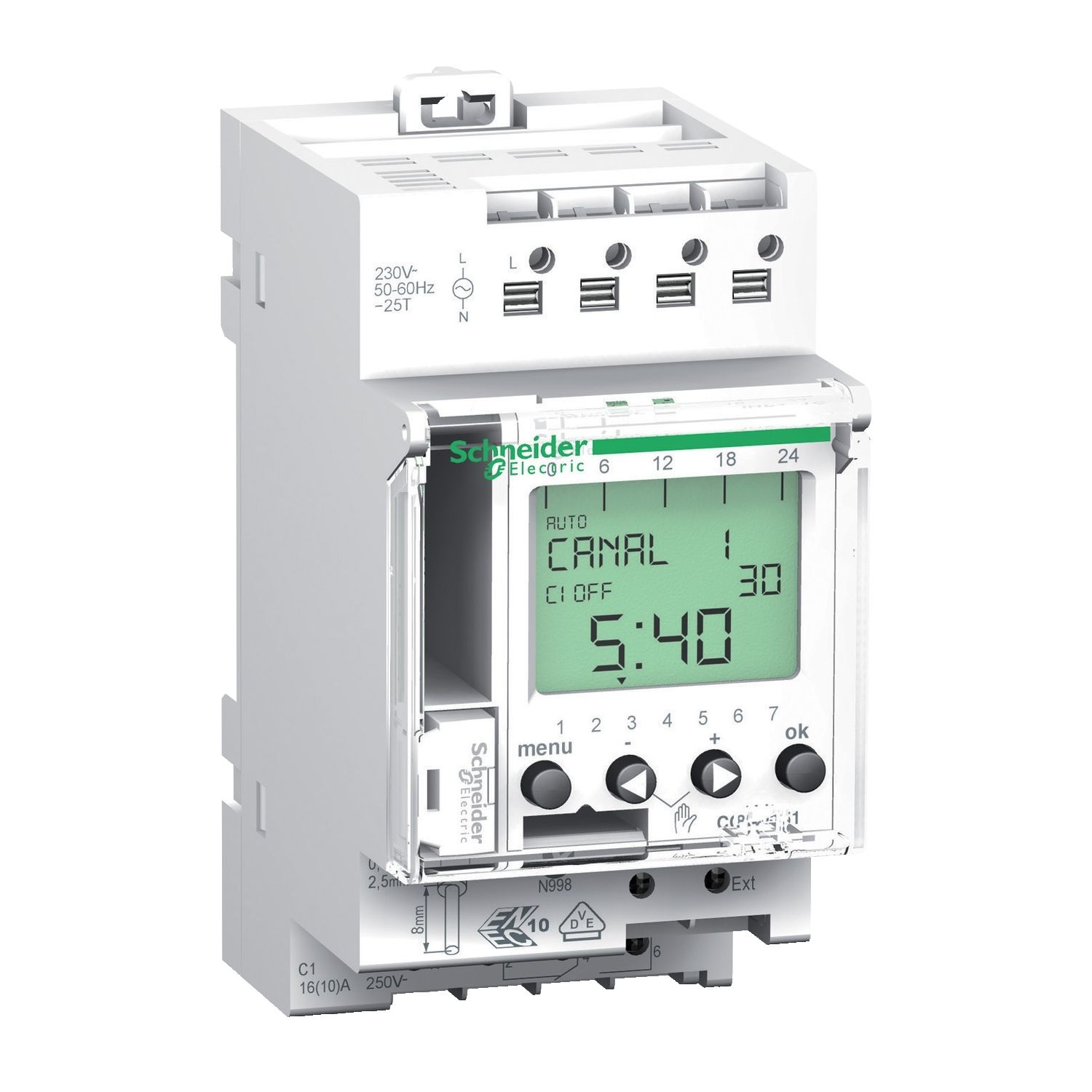 CCT15721 IHP, 1C Digital Time Switch, 24 Hours + 7 Days