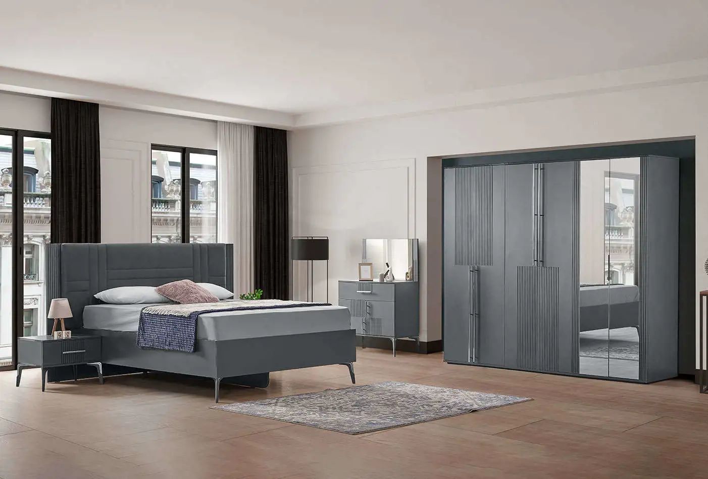 ELSA YATAK ODASI TAKIMI (DARK GREY)