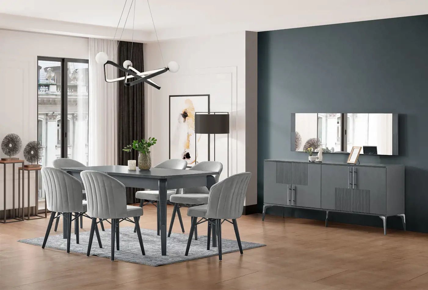 ELSA YEMEK ODASI TAKIMI (DARK GREY)