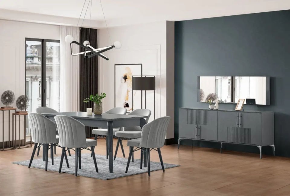 ELSA YEMEK ODASI TAKIMI (DARK GREY)