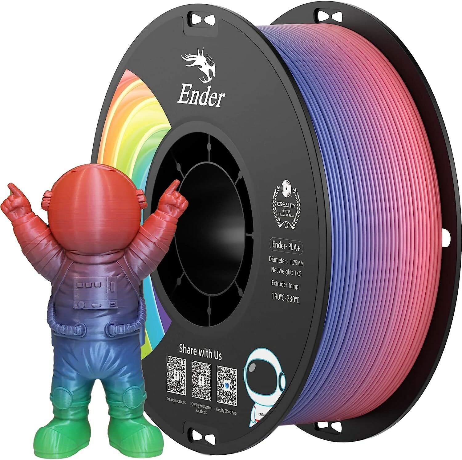 Creality Ender PLA+ Filament Gökkuşağı 1.75mm 1kg