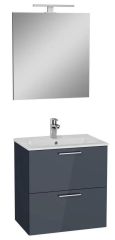VitrA 60cm Antrasit Banyo Dolabı + Duş Sistemi + Batarya + Arkitekt Klozet Set