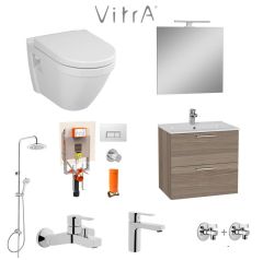 VitrA 60cm Cordoba Banyo Dolabı + Duş Sistemi + Batarya + S50 Klozet Set