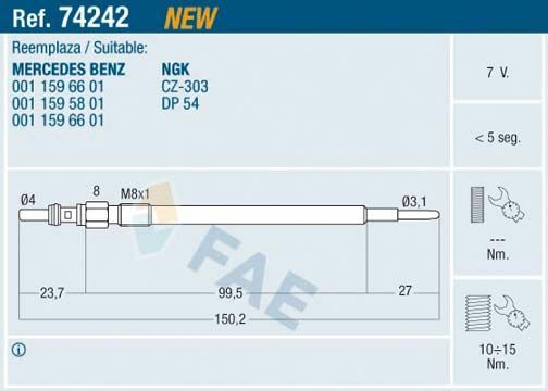 Fae Kızdırma Bujisi M651 7 Volt (A0011596601)