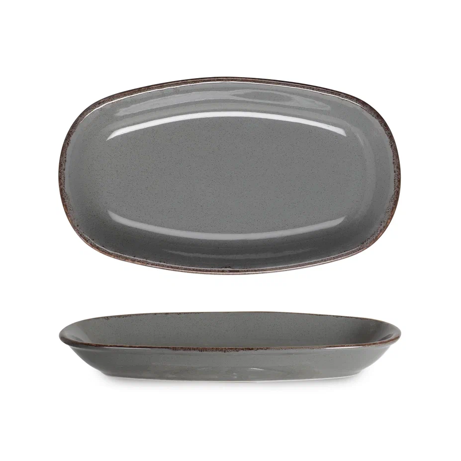 Rinart Porselen Grey Valencia Oval Tabak 25,4x15 cm