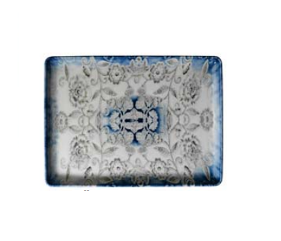 Kütahya Porselen Blue Blanc Düz Tabak 18x13 cm
