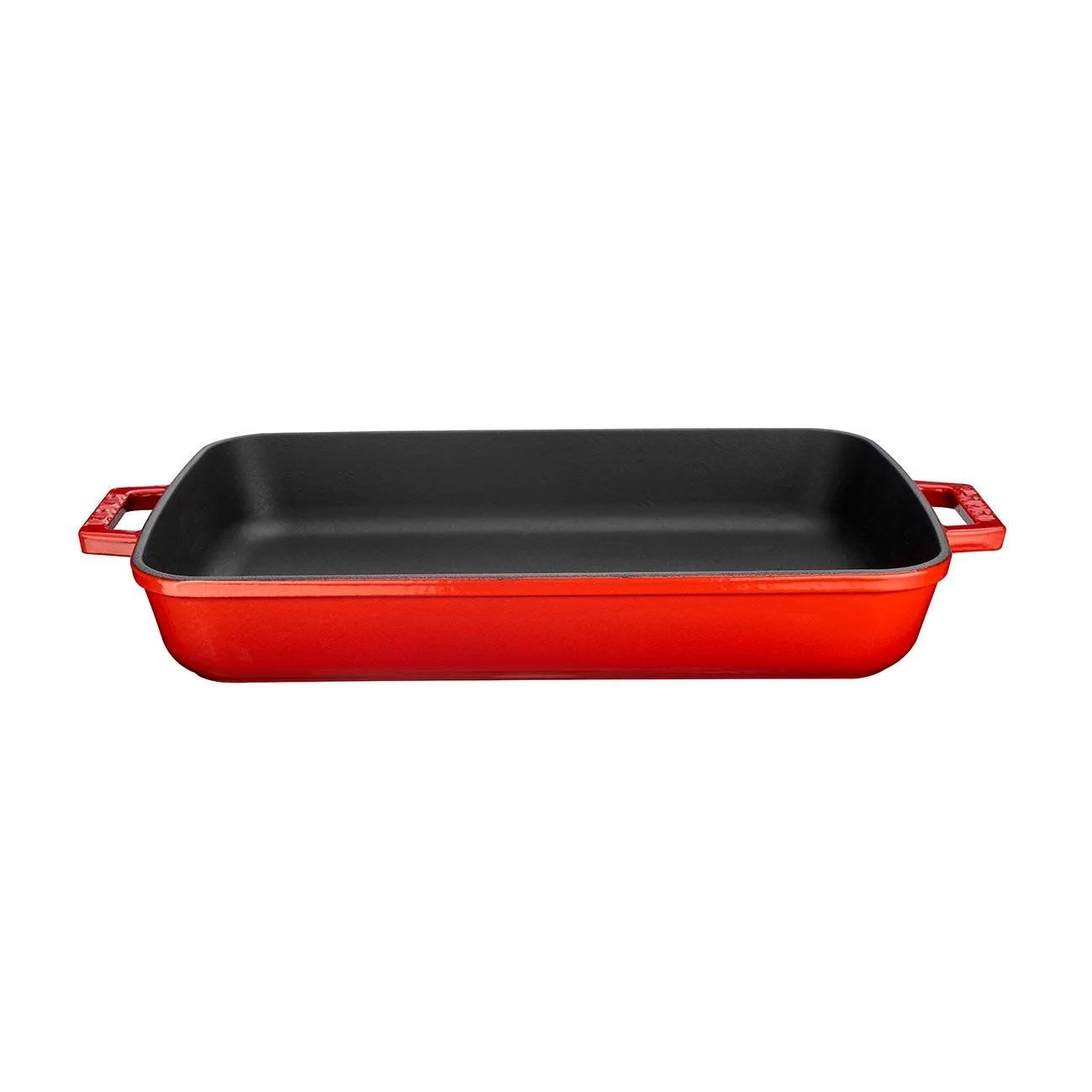 Lava Döküm Dikdörtgen Rosto ve Fırın Tepsisi Döküm Demir Yekpare Çift Kulplu 22x30 cm Kırmızı