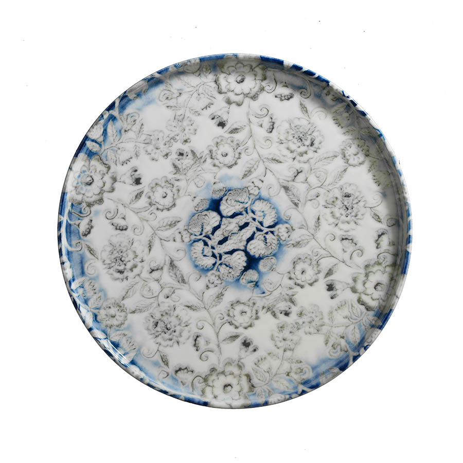 Kütahya Porselen Blue Blanc Düz Tabak 21 cm