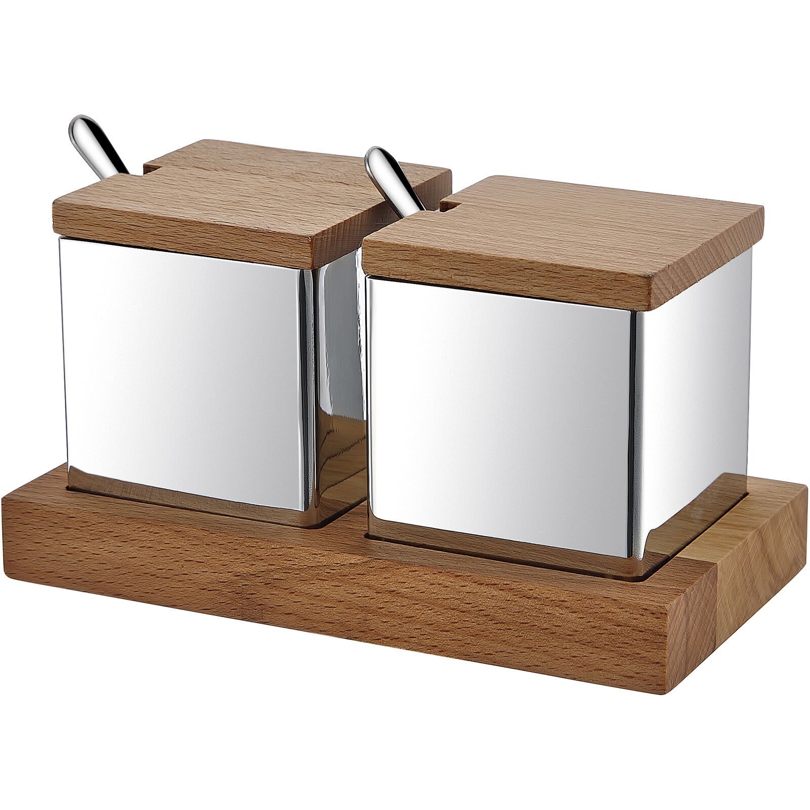 Biradlı Groovy Double Square Spice Jar Set