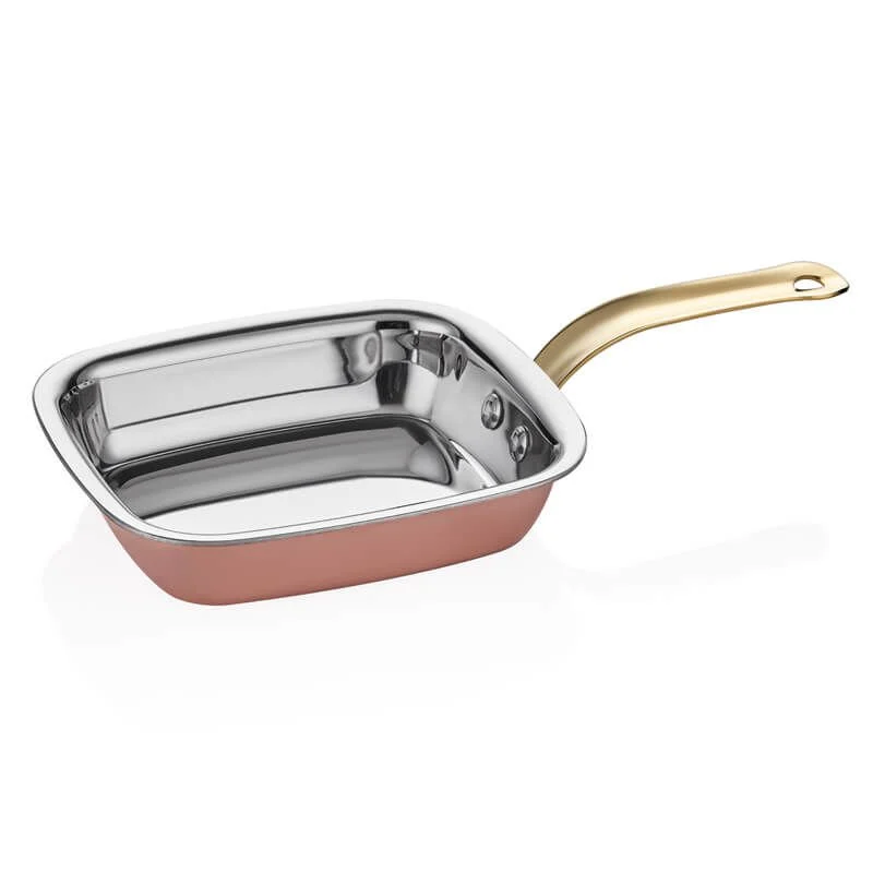 Altınbaşak Multi-Metal Bakır Tek Saplı Kare Tava Ø 14 cm