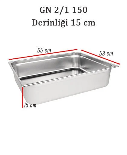Bilge 2/1 Paslanmaz Standart Gastronom Küvet 42,5 lt