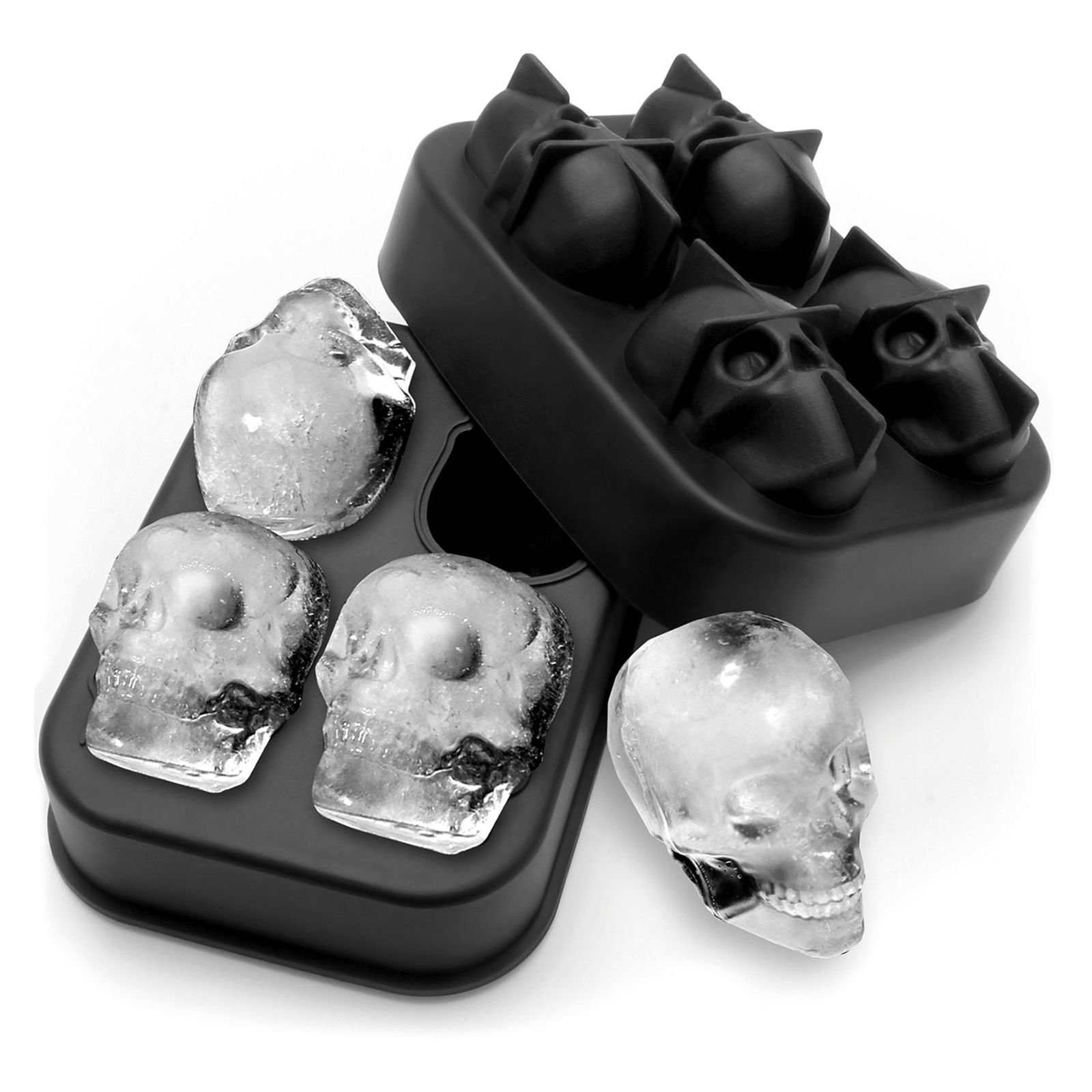 Biradlı Groovy Quadruple Skull Silicone Ice Mold