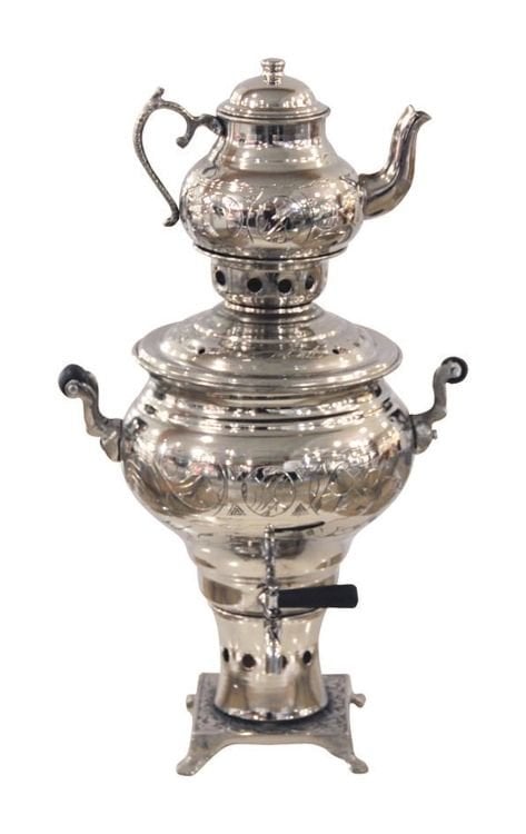 Carved Embroidered Nickel Samovar
