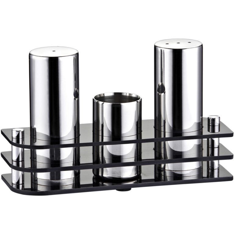 Biradlı S Model Tuzluk & Biberlik & Kürdanlık Takımı Mat