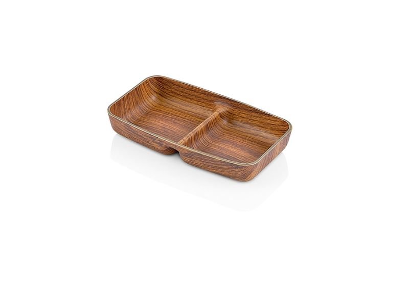 Evelin Wooden Two-Compartment Snack Bowl