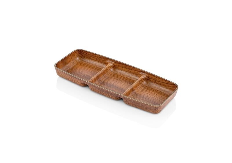 Evelin Wooden Three-Compartment Snack Bowl