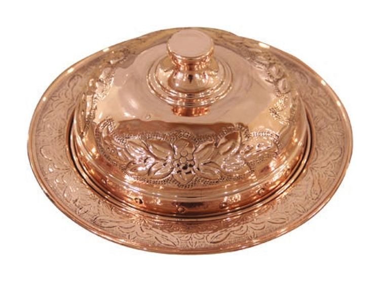 Bakır İşlemeli Kapaklı Meze Tabağı