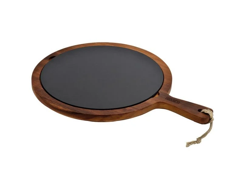 Lava Iroko Servis Tahtası & Döküm Demir Sunum Seti 34 cm