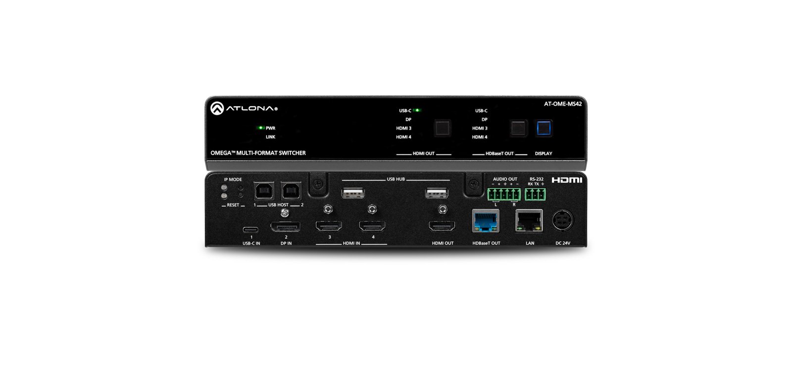 AT-OME-MS42 - 4 Giriş 2 Çıkış USB Destekli Görüntü Anahtarlayıcı