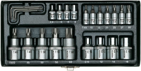 PROXXON 23102 1/4'' & 1/2'' 24 PARÇALI TORX LOKMA TAKIMI