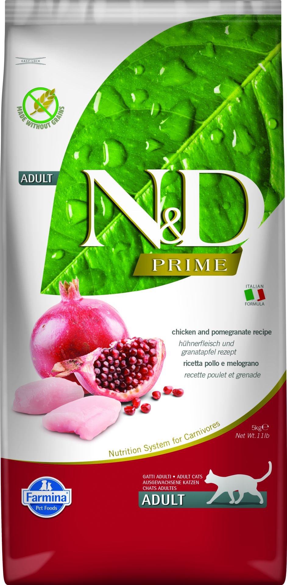 N&D Prime Tavuk ve Narlı Tahılsız Yetişkin Kedi Maması 5 Kg