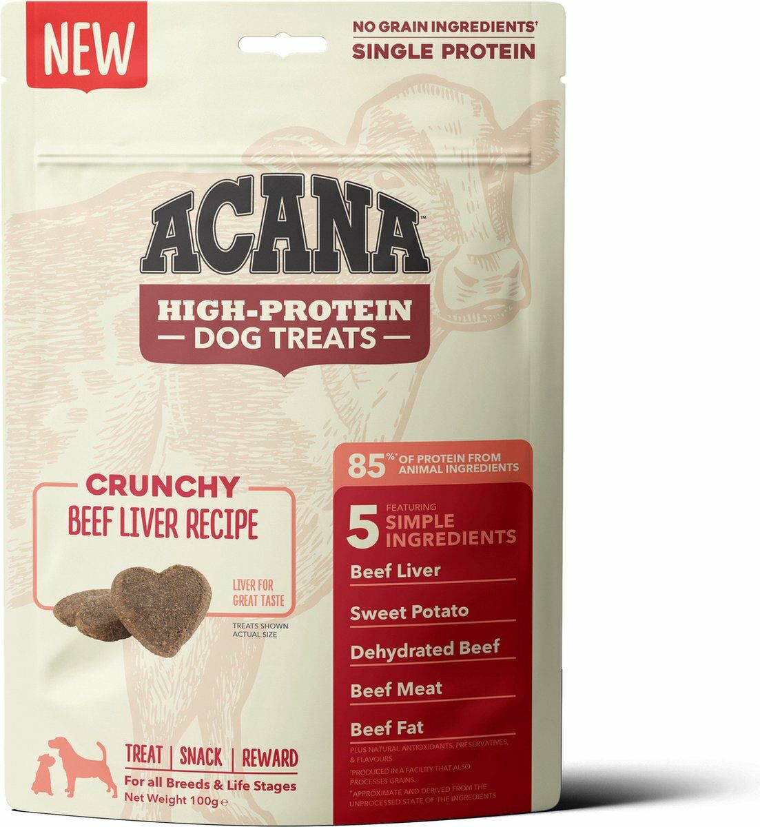 Acana Crunchy Beef Yüksek Proteinli Sığır Etli Köpek Ödülü 100 Gr
