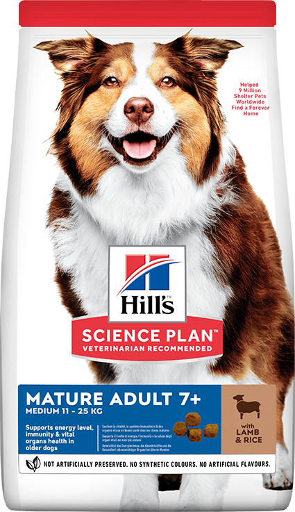 Hill's Mature Adult +7 Kuzu Etli ve Pirinçli Orta Irk  Yaşlı Köpek Maması 14 Kg