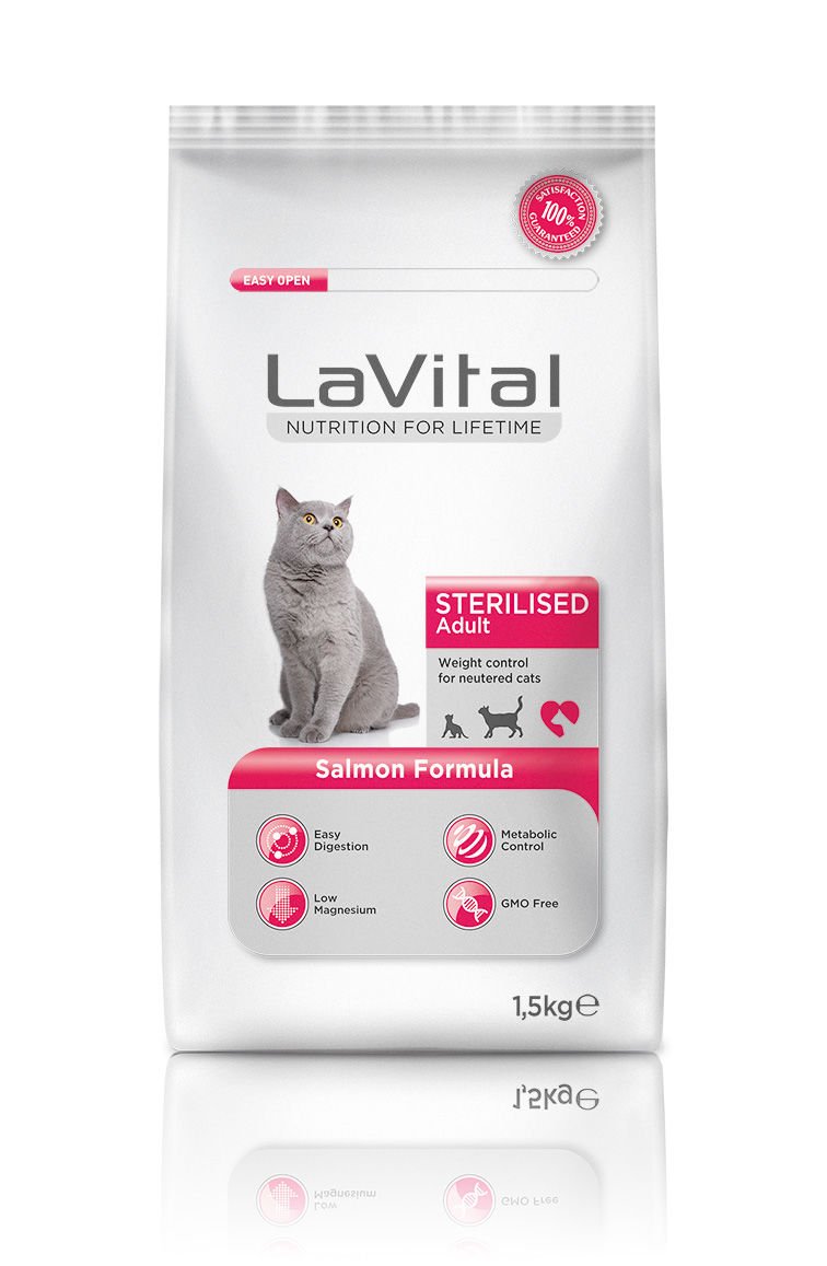 LaVital Sterilised Adult Somonlu Kısırlaştırılmış Yetişkin Kedi Maması 1,5 Kg