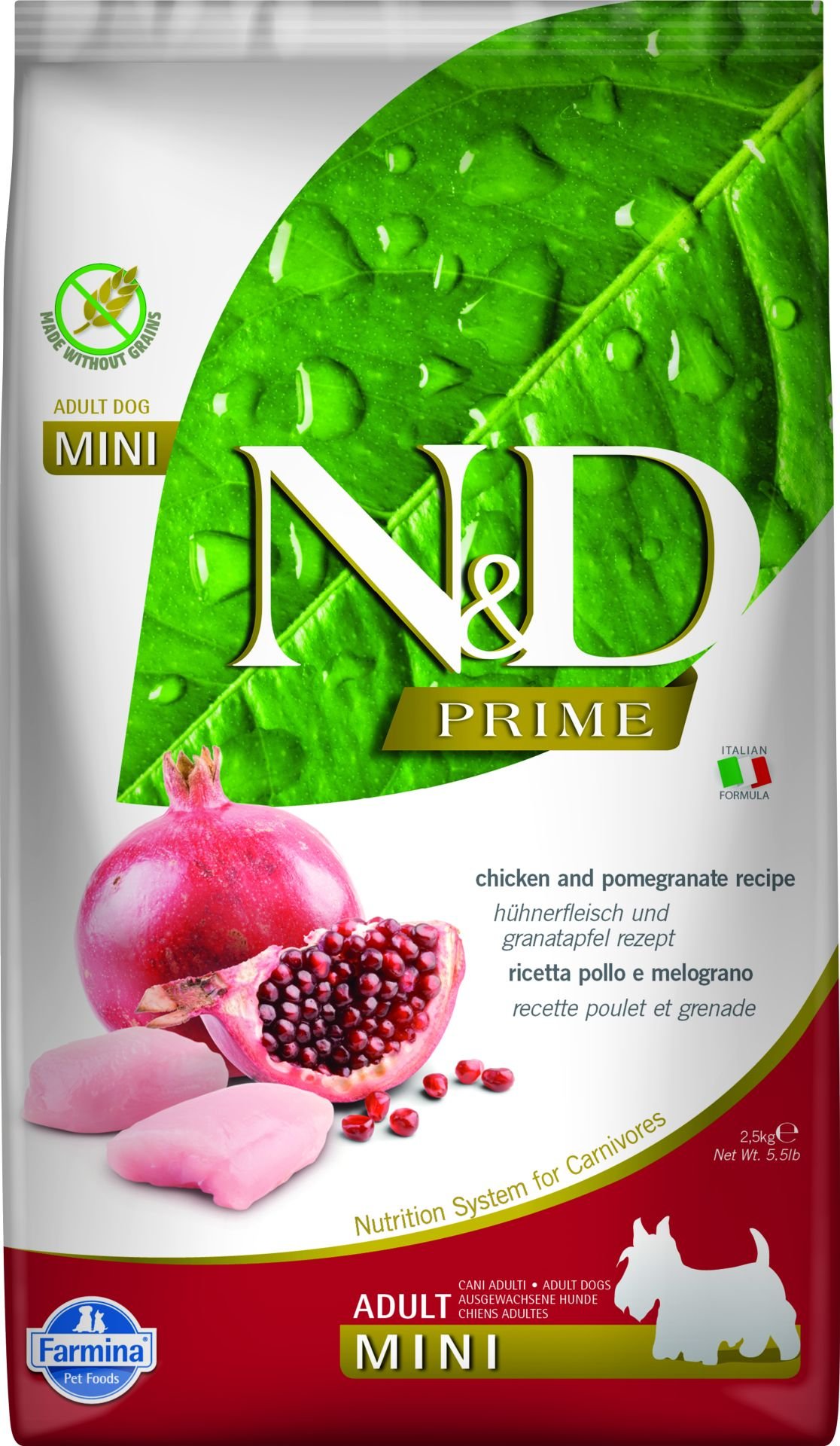 N&D Prime Tavuk Etli ve Narlı Küçük Irk Tahılsız Yetişkin Köpek Maması 2,5 Kg