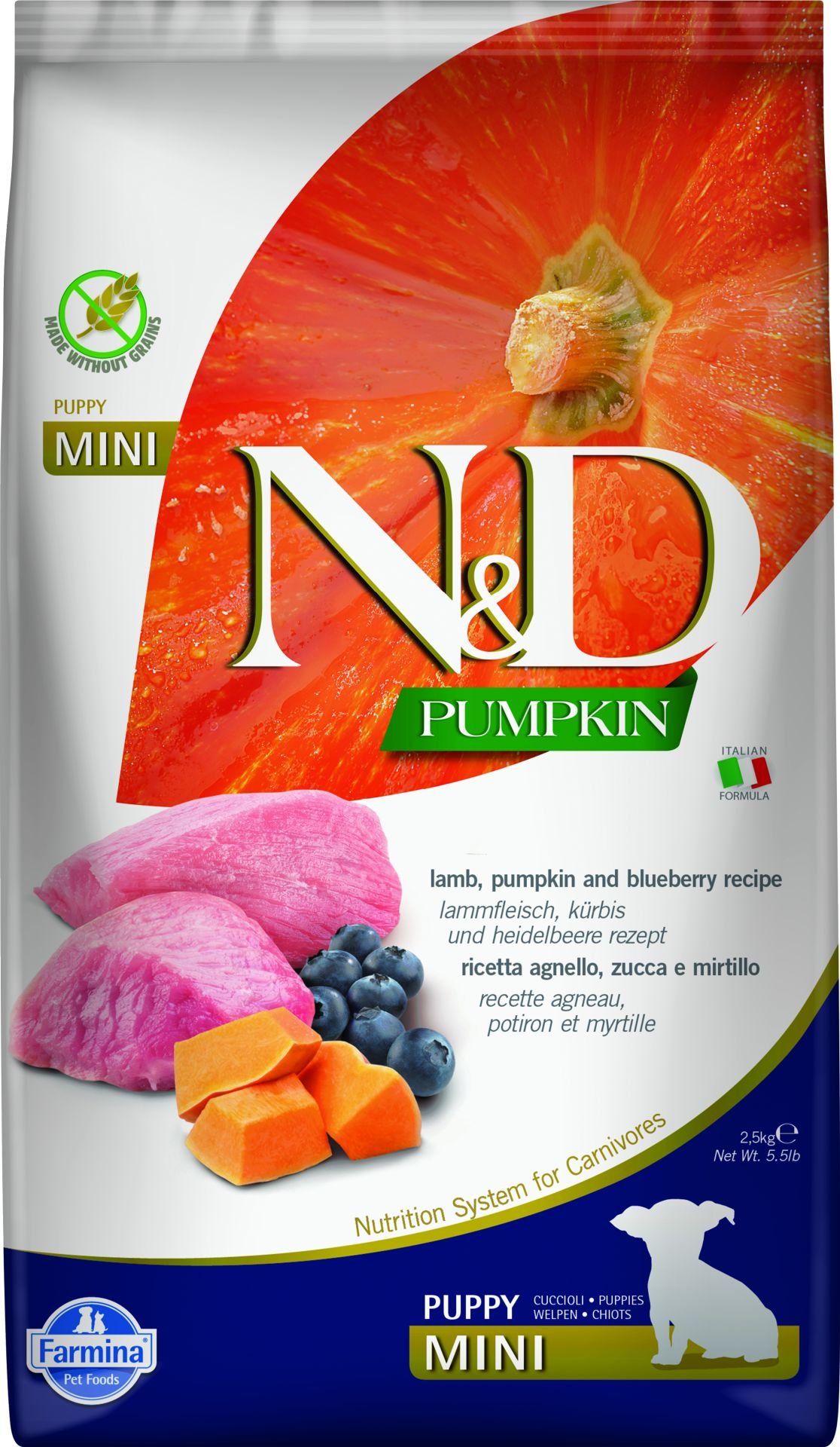 N&D Pumpkin Bal Kabaklı Kuzulu ve Yaban Mersinli Küçük Irk Tahılsız Yavru Köpek Maması 2,5 Kg