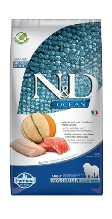 N&d Ocean Somon Ve Morina Balıklı Kavunlu Giant Maxi Yetişkin Köpek Maması 12 Kg