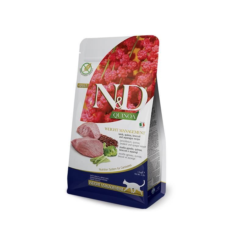 N&D Quinoa Weight Management Kuzulu Kinoalı Brokolili Yetişkin Kedi Maması 1.5 Kg