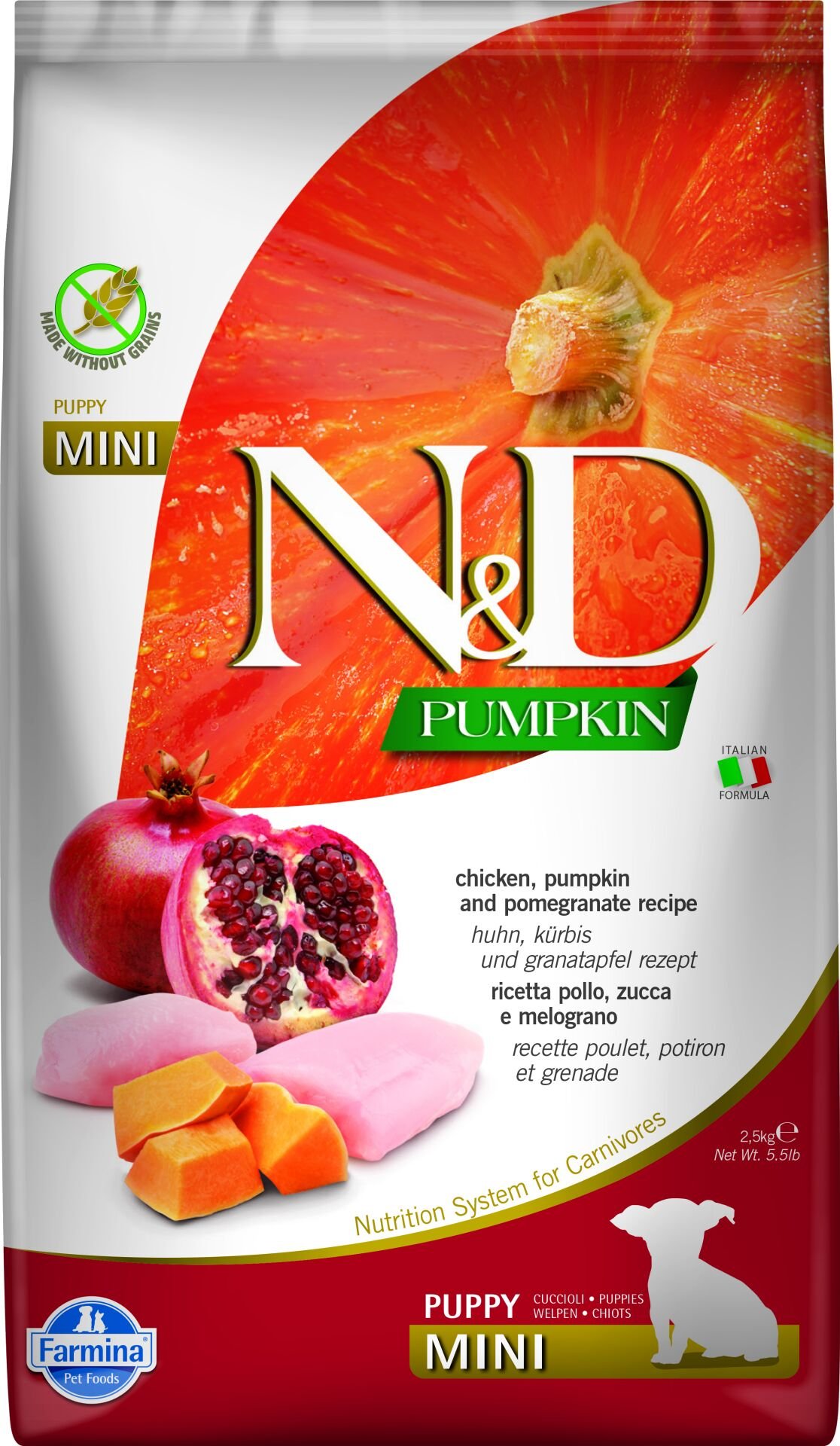 N&D Pumpkin Bal Kabaklı Tavuk Etli ve Narlı Küçük Irk Tahılsız Yavru Köpek Maması 2,5 Kg