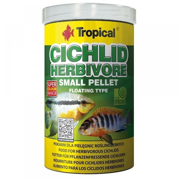 Tropical Cichlid Herbivore Small Pellet Balık Yemi 250 ml