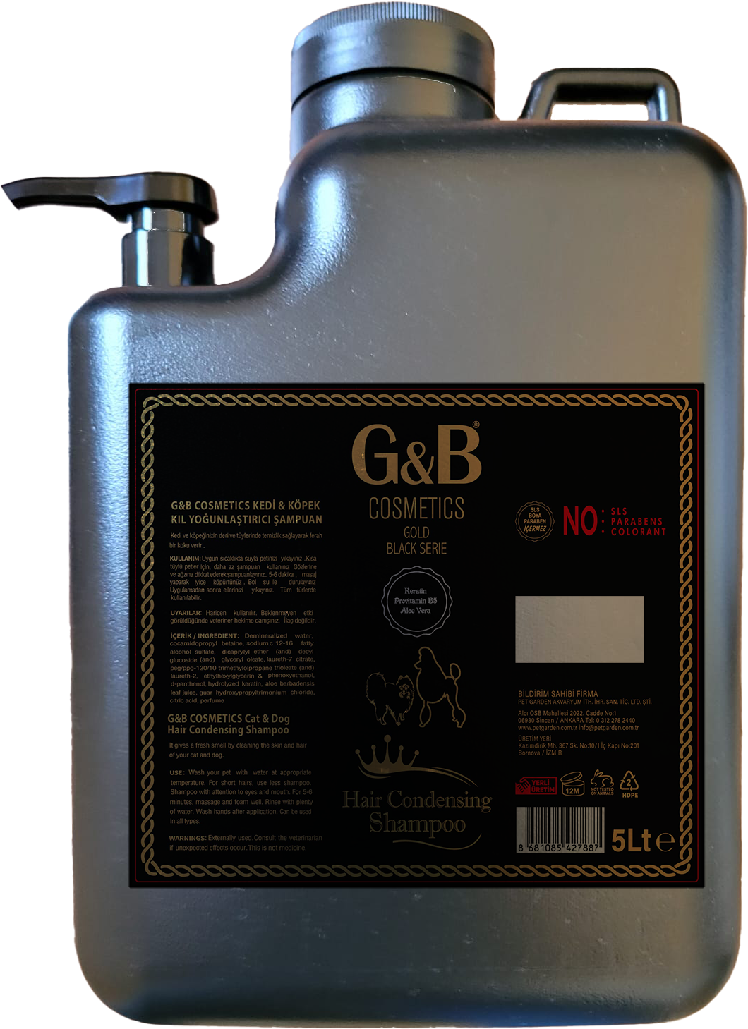 G&B Kıl Yoğunlaştırıcı Pet Şampuan 5 Lt