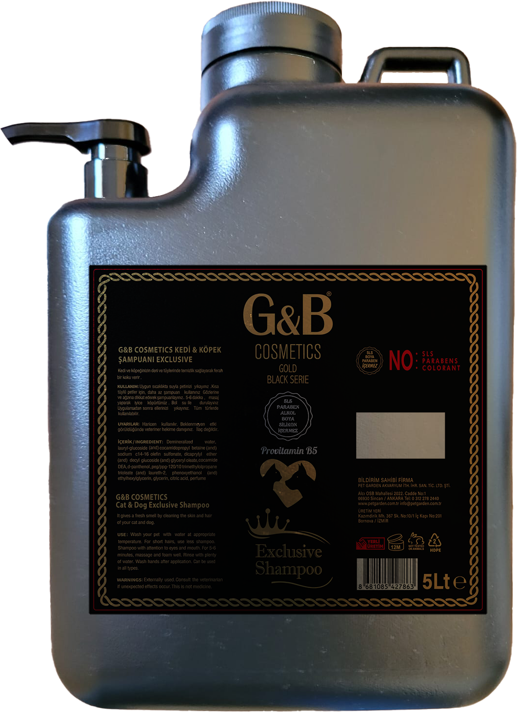 G&B Exclusive Pet Şampuan 5 Lt