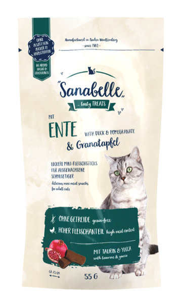 Sanabelle Ördekli ve Narlı Yetişkin Kediler İçin Stick Atıştırmalık 55 gr
